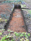 Click to enlarge image of Trench 25 looking West towards the churchyard